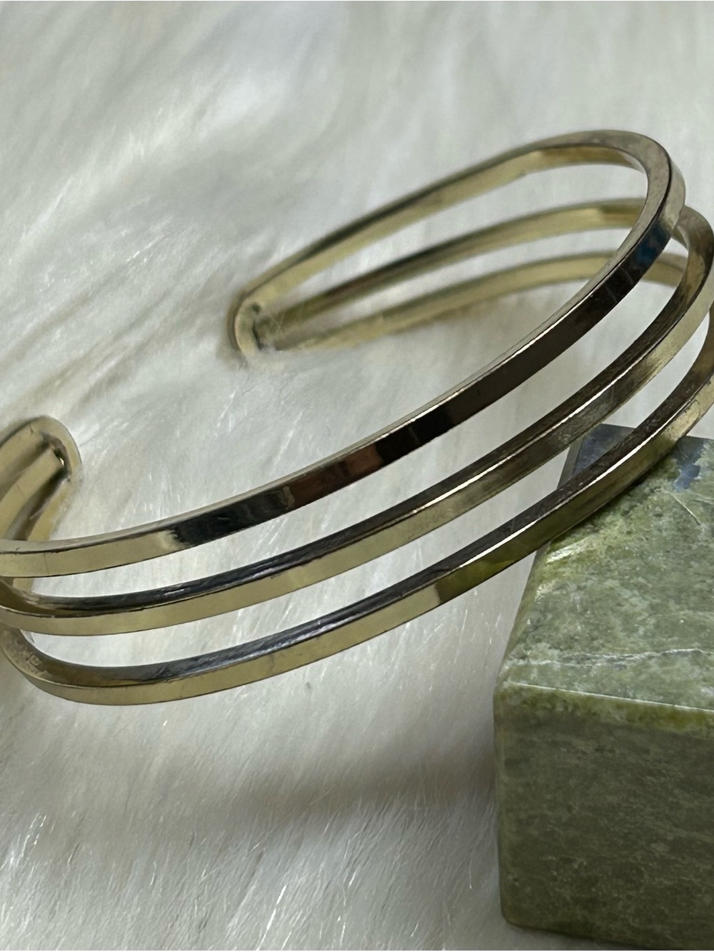 Triple bar Band Open Cuff gold tone Bracelet